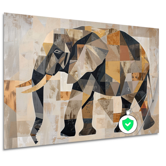 Geometrische Abstracte Olifant in Sepia poster
