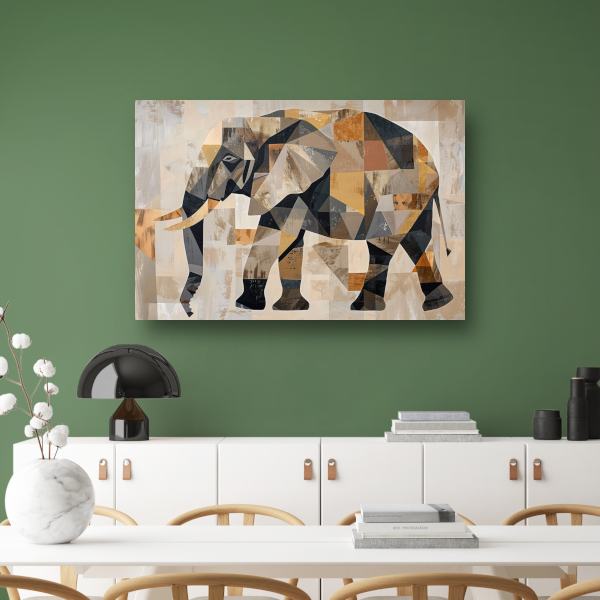 Geometrische Abstracte Olifant in Sepia poster