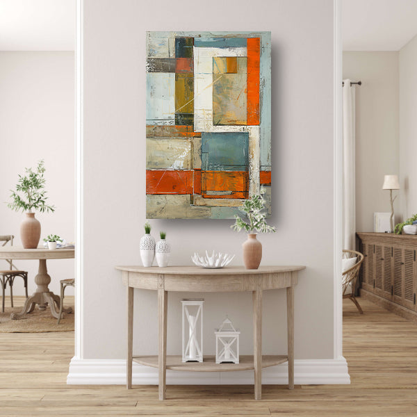 Moderne abstracte geometrische kunst met kleuren canvas met baklijst