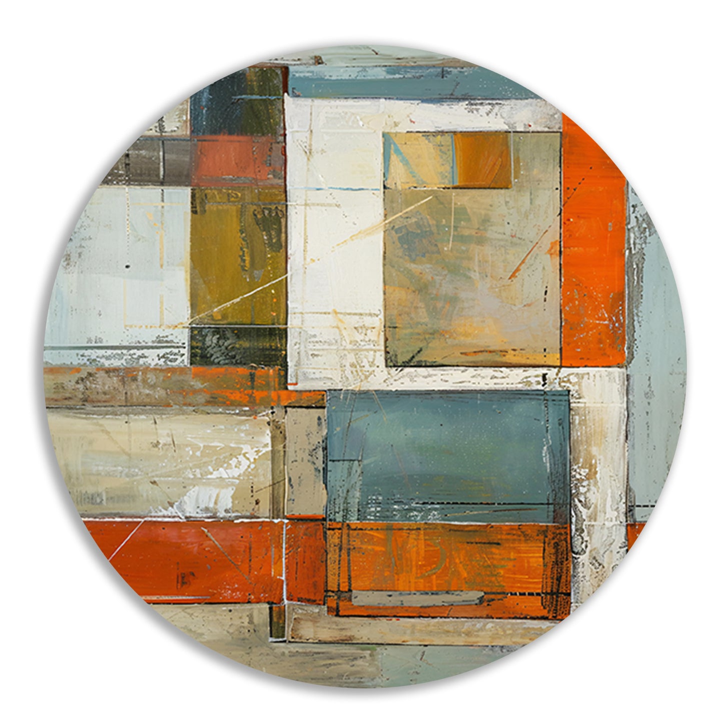 Moderne abstracte geometrische kunst met kleuren aluminium muurcirkel