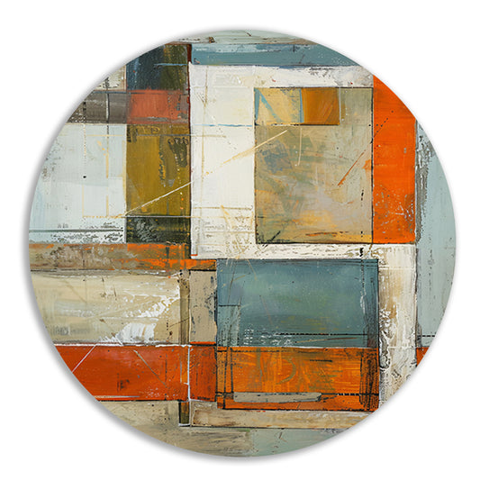 Moderne abstracte geometrische kunst met kleuren aluminium muurcirkel
