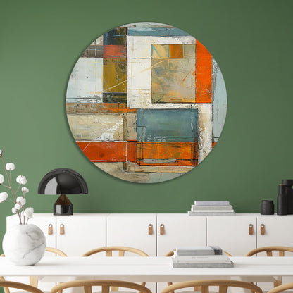 Moderne abstracte geometrische kunst met kleuren aluminium muurcirkel