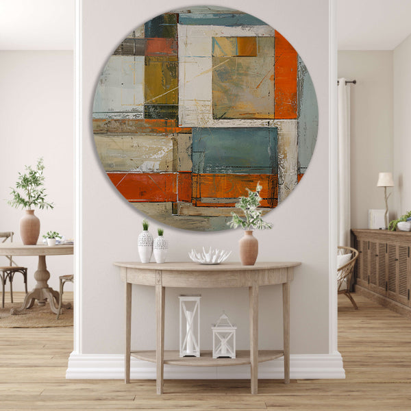Moderne abstracte geometrische kunst met kleuren aluminium muurcirkel