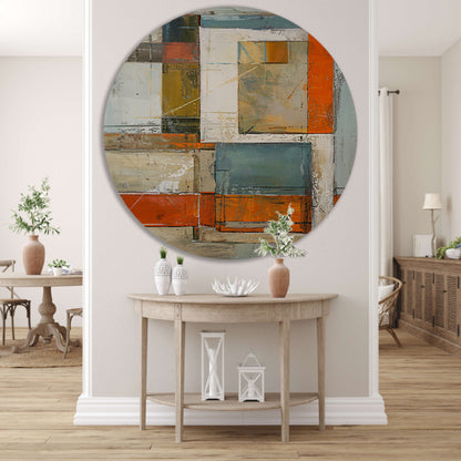 Moderne abstracte geometrische kunst met kleuren aluminium muurcirkel