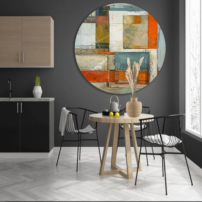 Moderne abstracte geometrische kunst met kleuren aluminium muurcirkel