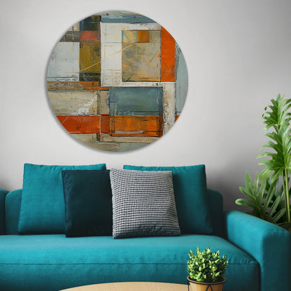 Moderne abstracte geometrische kunst met kleuren aluminium muurcirkel