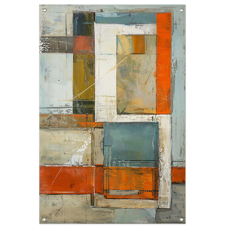 Moderne abstracte geometrische kunst met kleuren tuinposter