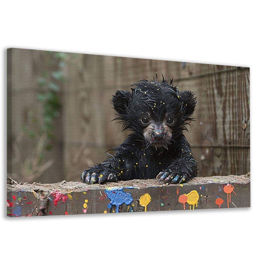 Speelse Beer Kladdert Muur canvas
