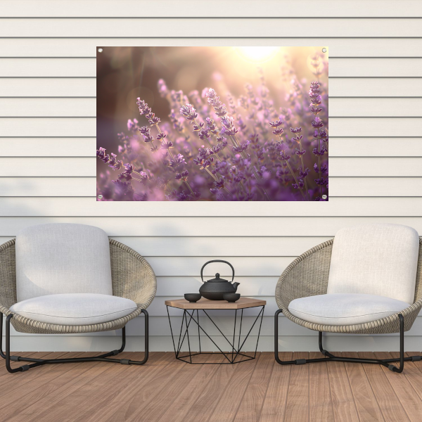 Betoverende lavendelvelden badend in zonlicht tuinposter
