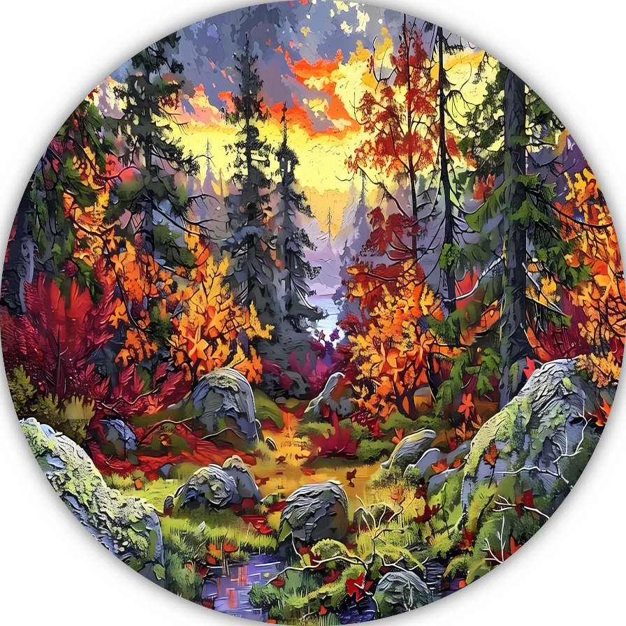 Avondschemering in het bos - Van Gogh forex muurcirkel
