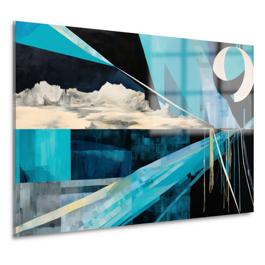 Minimalistische lijnenspel in primaire kleuren acrylglas