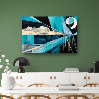 Minimalistische lijnenspel in primaire kleuren acrylglas
