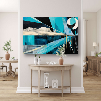Minimalistische lijnenspel in primaire kleuren acrylglas