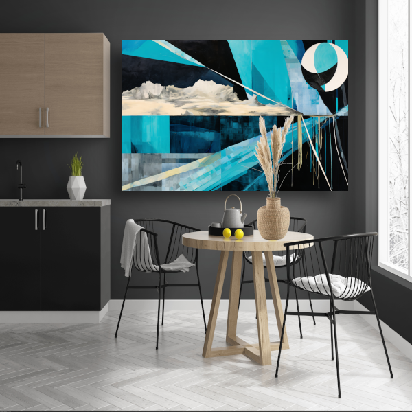 Minimalistische lijnenspel in primaire kleuren canvas
