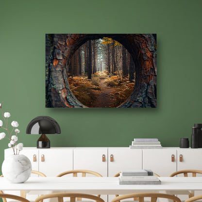 Eenzame wandeling door herfstbos poster