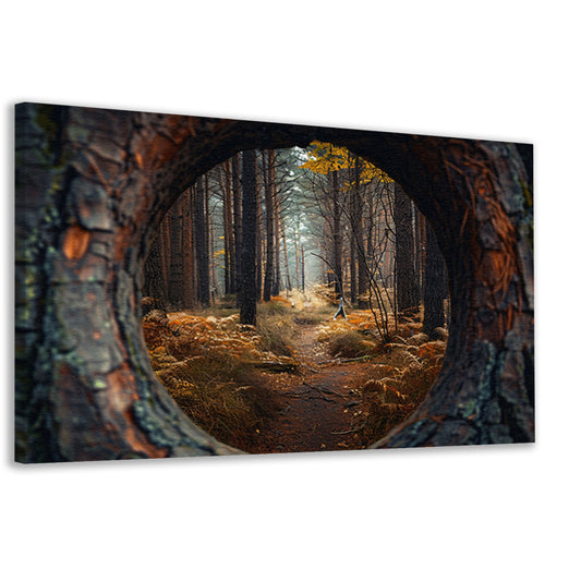 Eenzame wandeling door herfstbos canvas