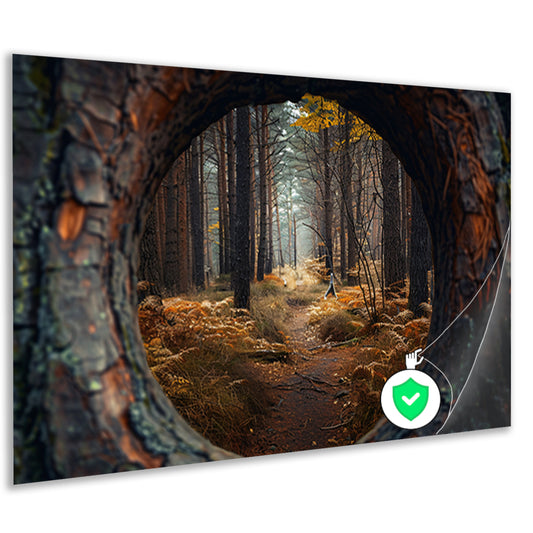 Eenzame wandeling door herfstbos poster