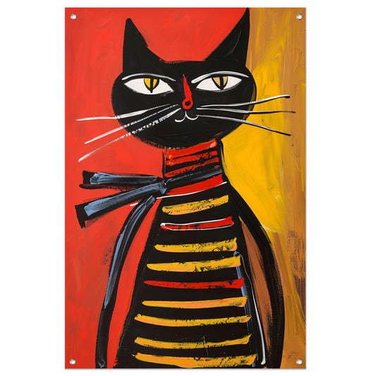 Modern popart  van een gestreepte kat tuinposter