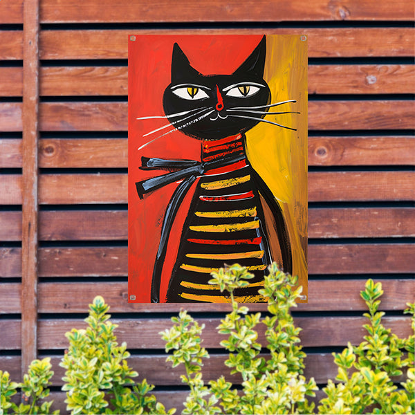 Modern popart  van een gestreepte kat tuinposter