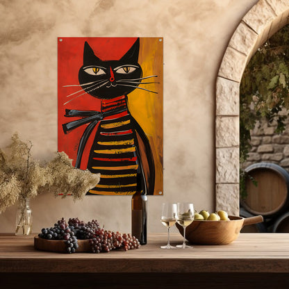 Modern popart  van een gestreepte kat tuinposter