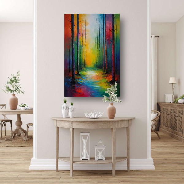 Betoverend Kleurrijk Bospad bij Zonsopgang acrylglas