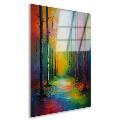 Betoverend Kleurrijk Bospad bij Zonsopgang acrylglas