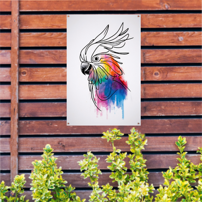 Kleurrijke Kaketoe in Moderne Lijnkunst tuinposter
