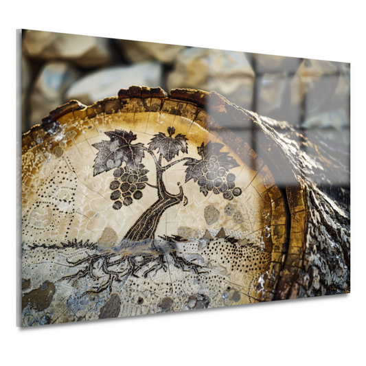 Schets op boomstam: Druivenrank acrylglas