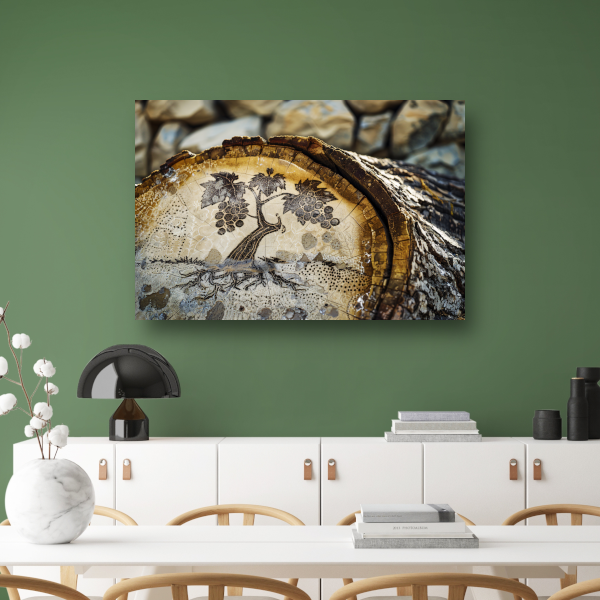 Schets op boomstam: Druivenrank poster