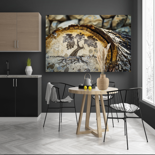 Schets op boomstam: Druivenrank poster