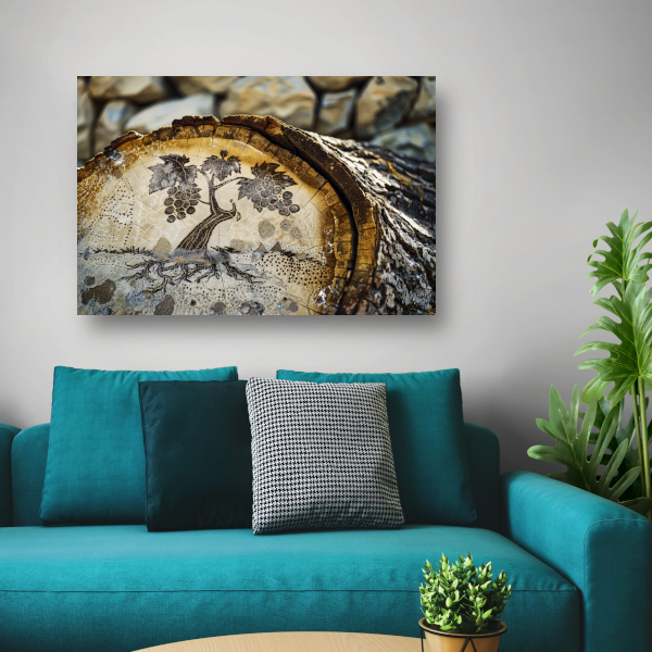 Schets op boomstam: Druivenrank poster