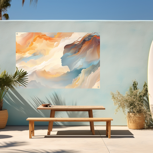 Gezicht en Werveling in Abstracte Kleuren tuinposter