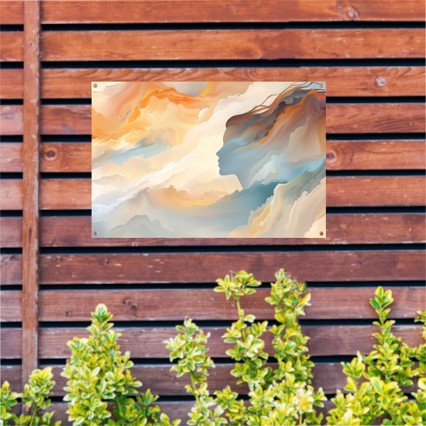Gezicht en Werveling in Abstracte Kleuren tuinposter