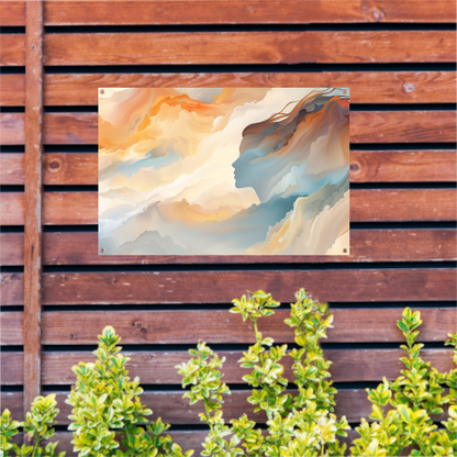 Gezicht en Werveling in Abstracte Kleuren tuinposter