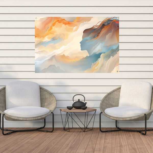 Gezicht en Werveling in Abstracte Kleuren tuinposter