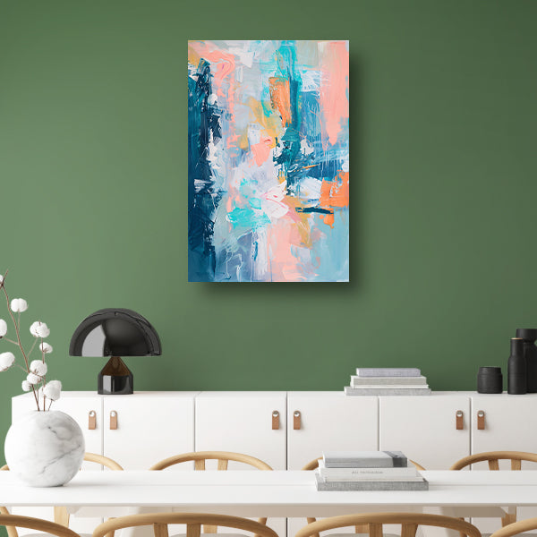 Kleurrijk abstract schilderij voor modern interieur canvas met baklijst