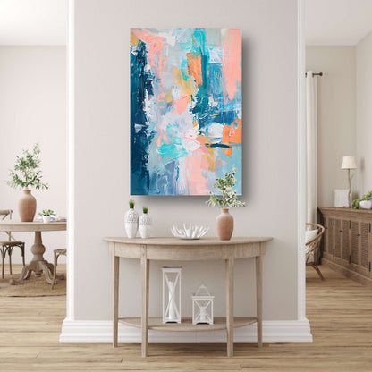 Kleurrijk abstract schilderij voor modern interieur canvas met baklijst