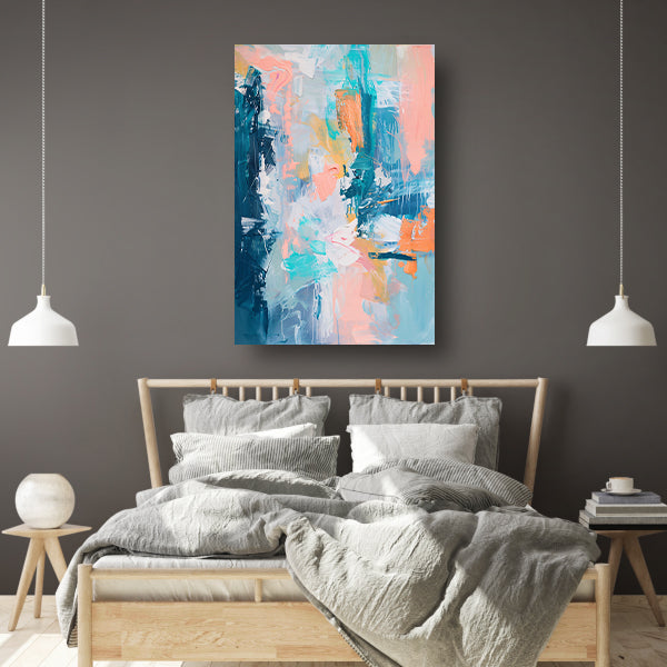 Kleurrijk abstract schilderij voor modern interieur canvas met baklijst