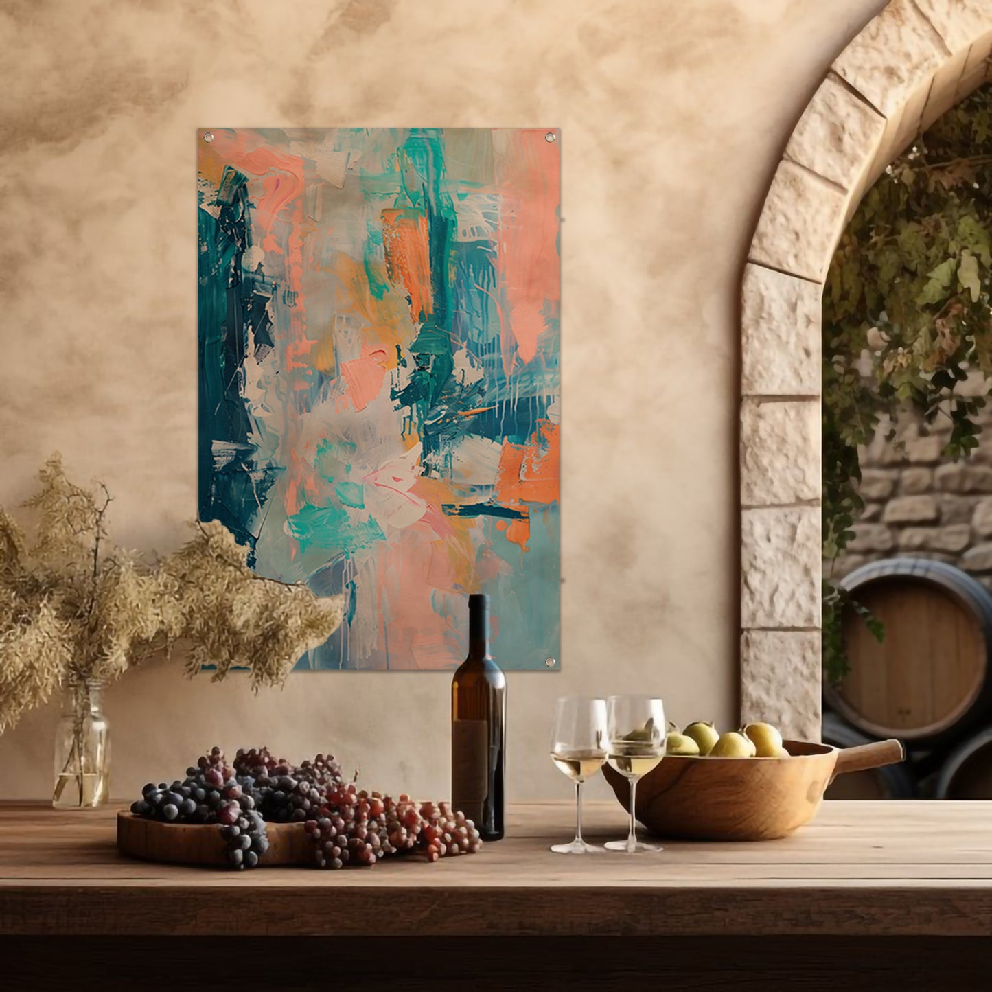 Kleurrijk abstract schilderij voor modern interieur tuinposter