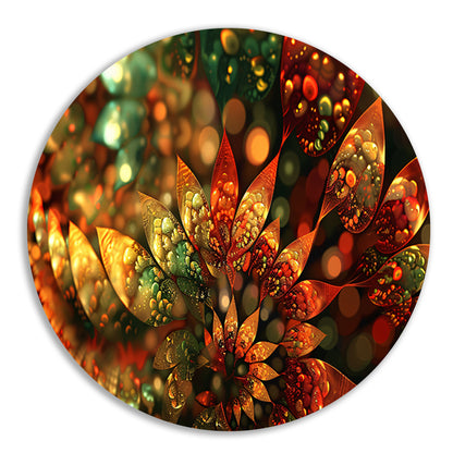 Abstracte Bloemen Compositie aluminium muurcirkel