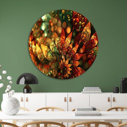 Abstracte Bloemen Compositie aluminium muurcirkel