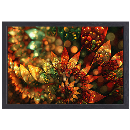 Abstracte Bloemen Compositie canvas met baklijst