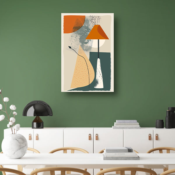 Abstract Lamp met Plant in Aardekleuren canvas