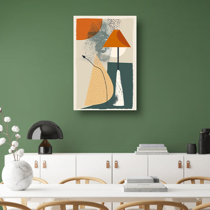 Abstract Lamp met Plant in Aardekleuren canvas