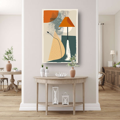 Abstract Lamp met Plant in Aardekleuren canvas