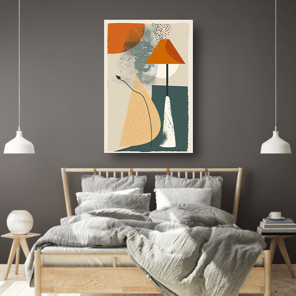Abstract Lamp met Plant in Aardekleuren canvas
