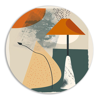 Abstract Lamp met Plant in Aardekleuren forex muurcirkel