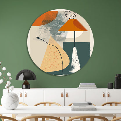 Abstract Lamp met Plant in Aardekleuren forex muurcirkel