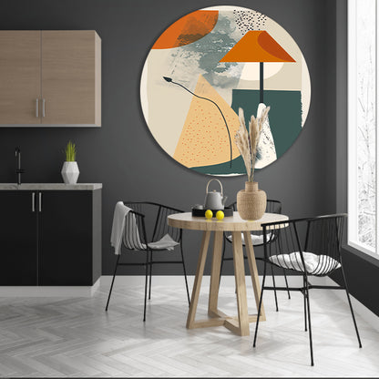 Abstract Lamp met Plant in Aardekleuren forex muurcirkel