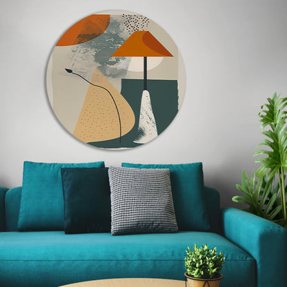 Abstract Lamp met Plant in Aardekleuren forex muurcirkel